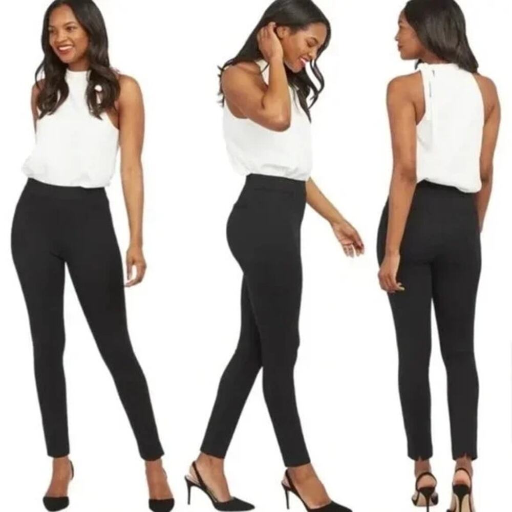 Spanx backseam skinny pants ponte pull on office career wear black large